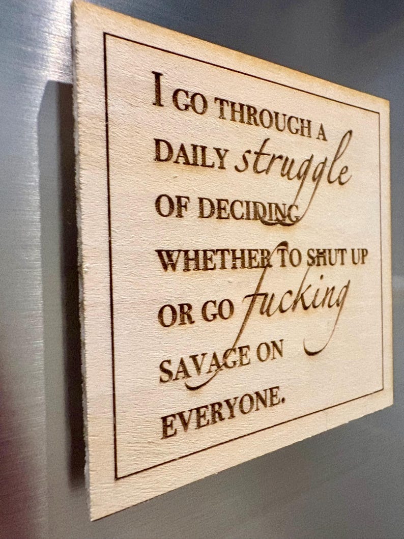 Funny Wooden Fridge Magnets, Set of 3, Sarcastic Adult Gag Gift