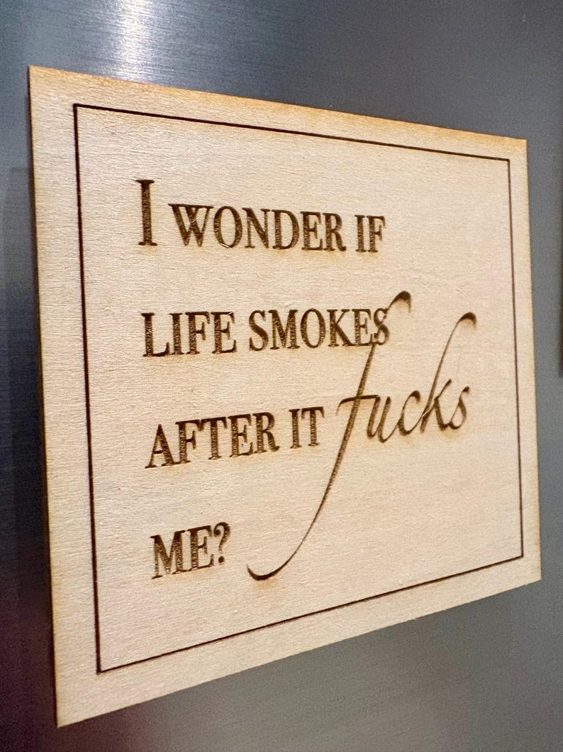 Funny Wooden Fridge Magnets, Set of 3, Sarcastic Adult Gag Gift — photograph 2