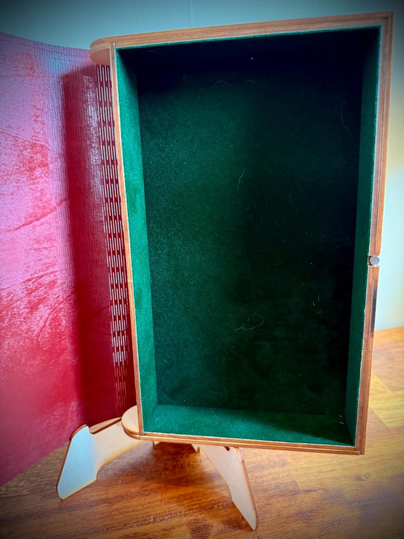 A Christmas Carol Book-Shaped Keepsake Box, Engraved Wood with Green Velvet Lining — photograph 4