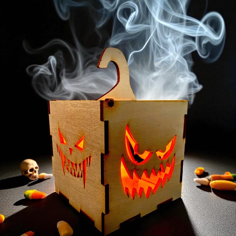 DIY Wooden Pumpkin Lantern Kit, Halloween Jack-o-Lantern with LED Candle — photograph 1