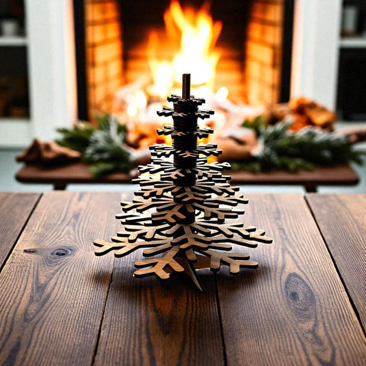 DIY Wooden Christmas Tree Kit, 46-Piece Slot-Together Tabletop Decoration — photograph 1