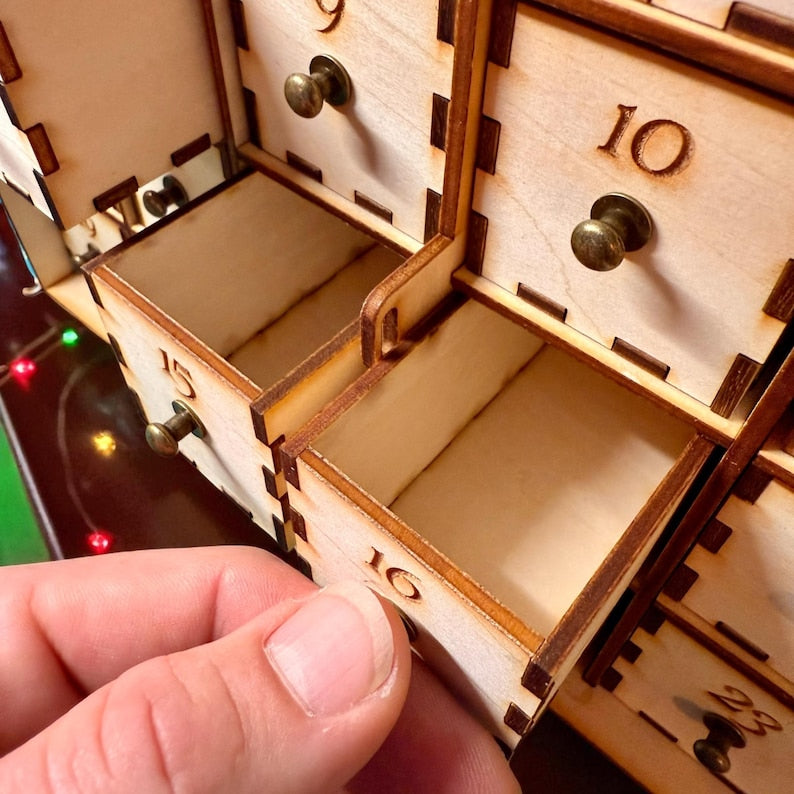Personalised Wooden Advent Calendar, 24 Drawers, Fully Assembled Christmas Countdown — photograph 6