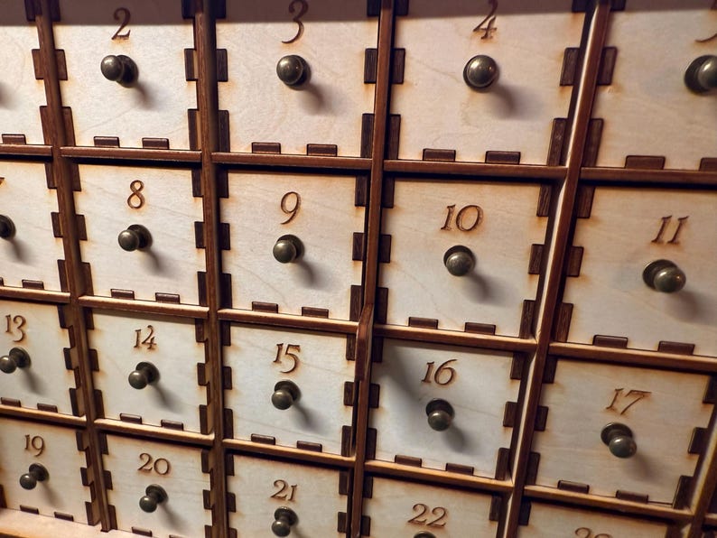 Personalised Wooden Advent Calendar, 24 Drawers, Fully Assembled Christmas Countdown — photograph 5