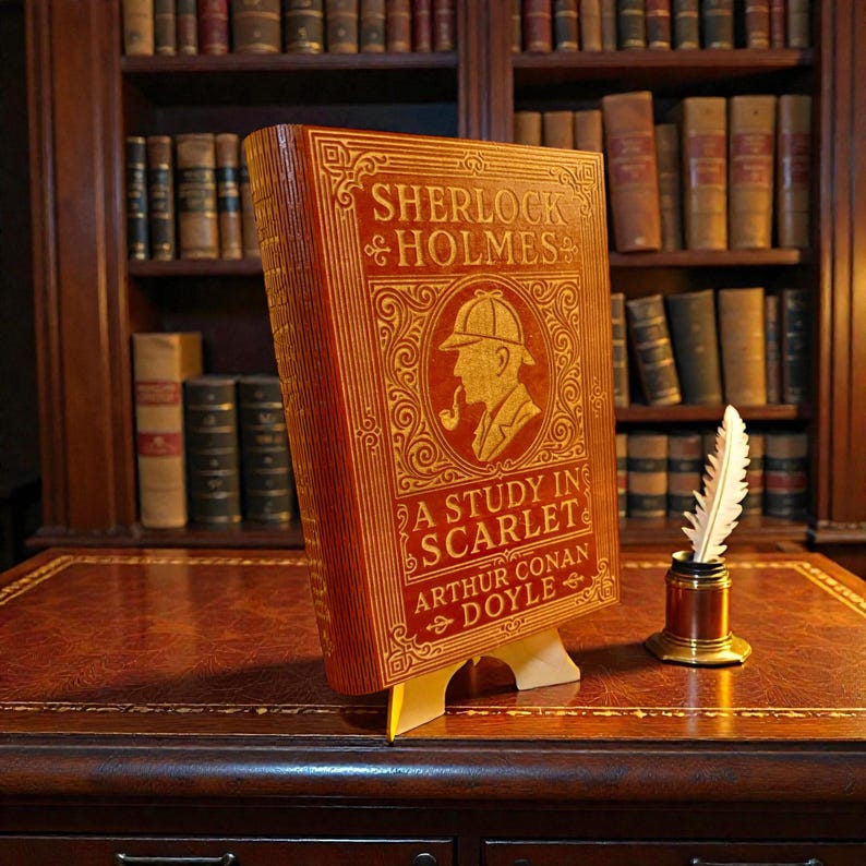Sherlock Holmes Book-Shaped Keepsake Box, A Study in Scarlet, Personalised Wood