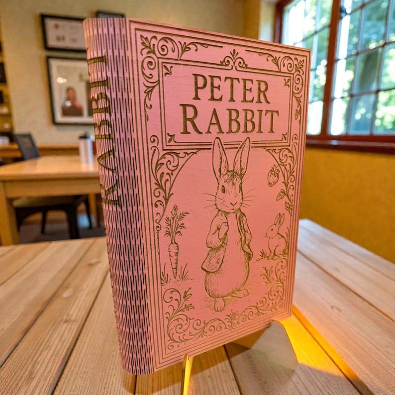 Peter Rabbit Book-Shaped Keepsake Box, Personalised Wooden Literary Gift — photograph 1