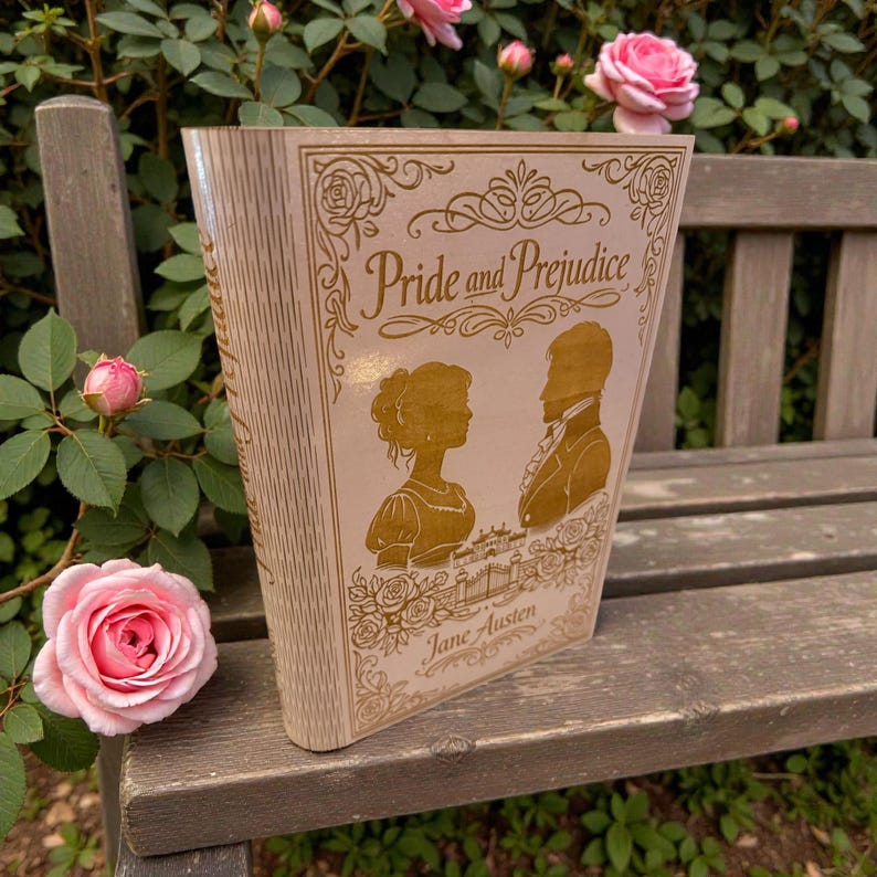 Pride and Prejudice Book-Shaped Keepsake Box, Personalised Wooden Literary Gift